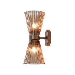 Modern 2-Light Up Down Pleated Glass Cone Wall Sconce