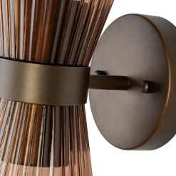Modern 2-Light Up Down Pleated Glass Cone Wall Sconce