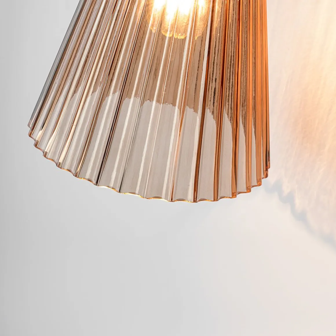 Modern 2-Light Up Down Pleated Glass Cone Wall Sconce