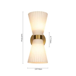 Modern 2-Light Up Down Pleated Glass Cone Wall Sconce