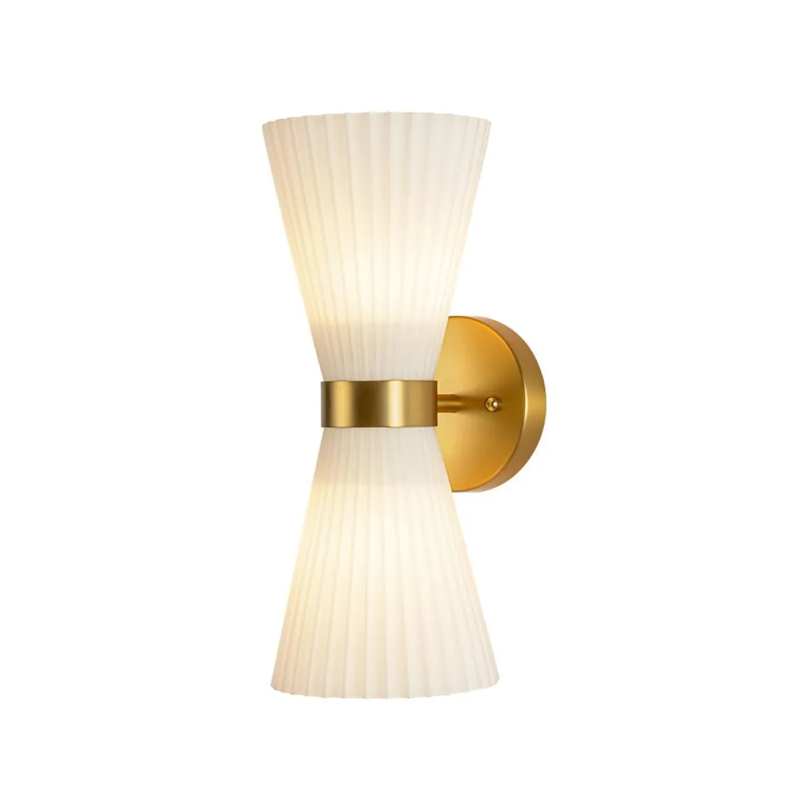 Modern 2-Light Up Down Pleated Glass Cone Wall Sconce