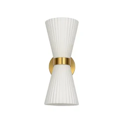 Modern 2-Light Up Down Pleated Glass Cone Wall Sconce