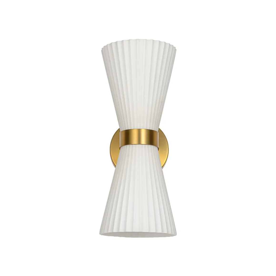 Modern 2-Light Up Down Pleated Glass Cone Wall Sconce