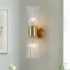 Modern 2-Light Up Down Ribbed Glass Hourglass Wall Lamp
