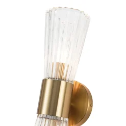 Modern 2-Light Up Down Ribbed Glass Hourglass Wall Lamp