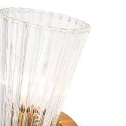 Modern 2-Light Up Down Ribbed Glass Hourglass Wall Lamp