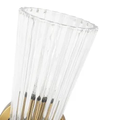 Modern 2-Light Up Down Ribbed Glass Hourglass Wall Lamp