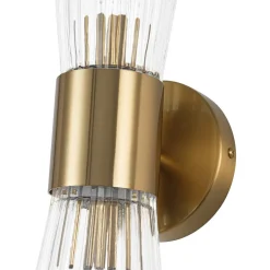 Modern 2-Light Up Down Ribbed Glass Hourglass Wall Lamp