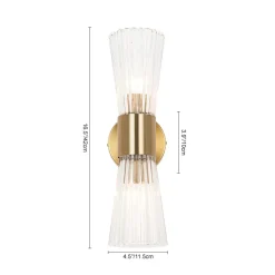 Modern 2-Light Up Down Ribbed Glass Hourglass Wall Lamp