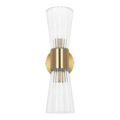 Modern 2-Light Up Down Ribbed Glass Hourglass Wall Lamp