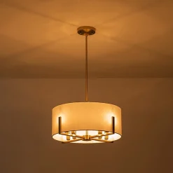 Modern 8-Light Wide Drum Fabric Cage Chandelier