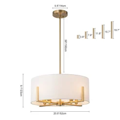 Modern 8-Light Wide Drum Fabric Cage Chandelier