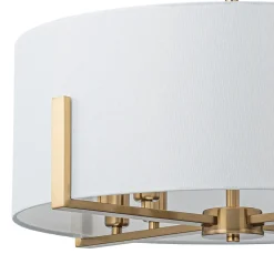 Modern 8-Light Wide Drum Fabric Cage Chandelier