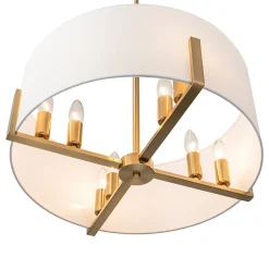 Modern 8-Light Wide Drum Fabric Cage Chandelier