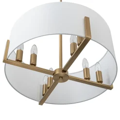 Modern 8-Light Wide Drum Fabric Cage Chandelier