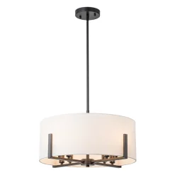 Modern 8-Light Wide Drum Fabric Cage Chandelier