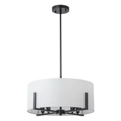 Modern 8-Light Wide Drum Fabric Cage Chandelier