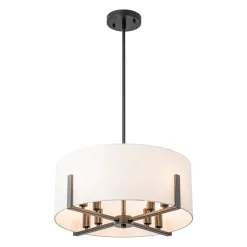 Modern 8-Light Wide Drum Fabric Cage Chandelier