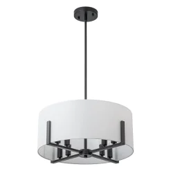 Modern 8-Light Wide Drum Fabric Cage Chandelier