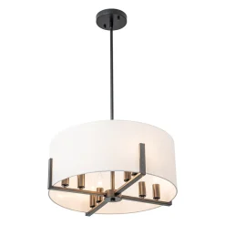 Modern 8-Light Wide Drum Fabric Cage Chandelier