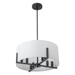 Modern 8-Light Wide Drum Fabric Cage Chandelier