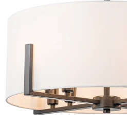 Modern 8-Light Wide Drum Fabric Cage Chandelier