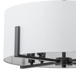 Modern 8-Light Wide Drum Fabric Cage Chandelier