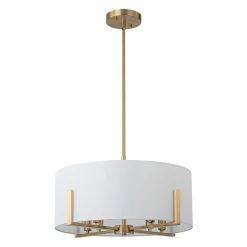 Modern 8-Light Wide Drum Fabric Cage Chandelier