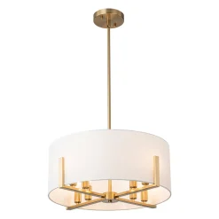 Modern 8-Light Wide Drum Fabric Cage Chandelier