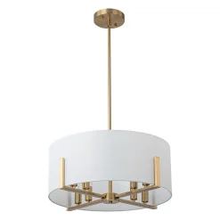 Modern 8-Light Wide Drum Fabric Cage Chandelier