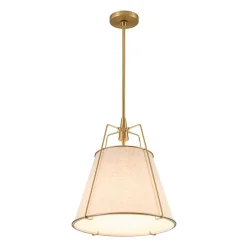 Modern Linen Conical Drum Cage Pendant Light