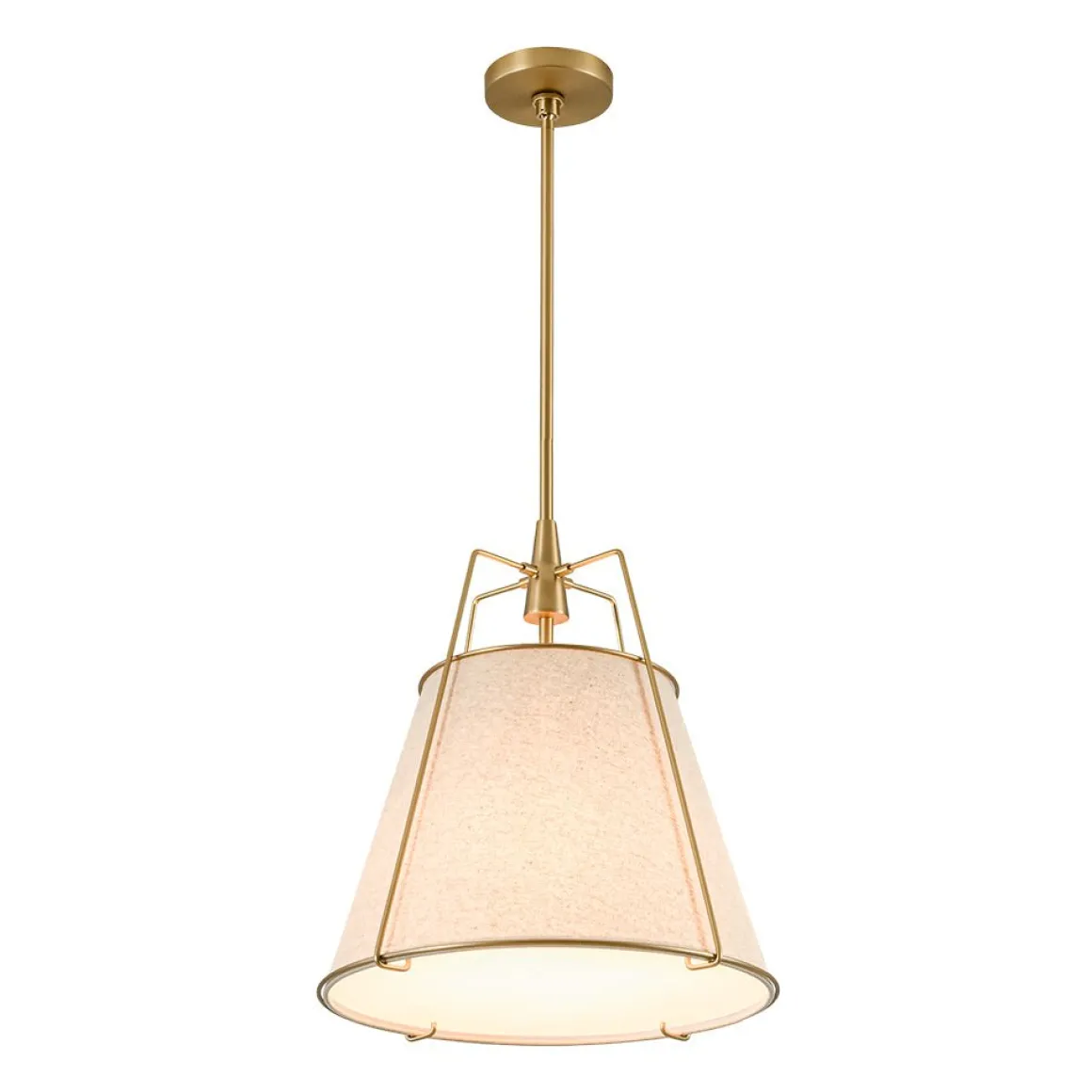 Modern Linen Conical Drum Cage Pendant Light