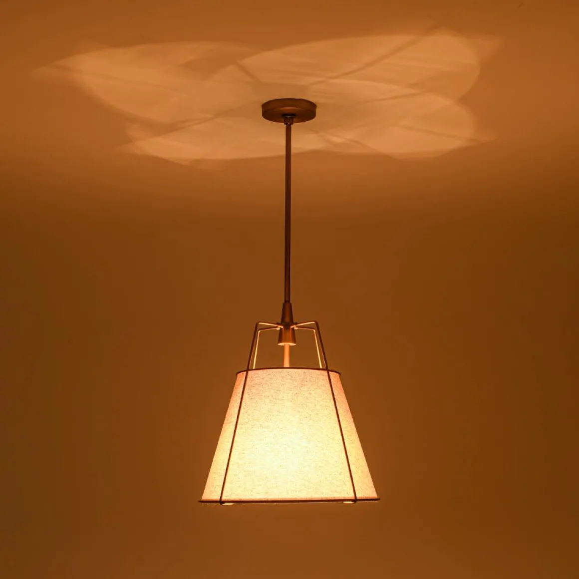 Modern Linen Conical Drum Cage Pendant Light
