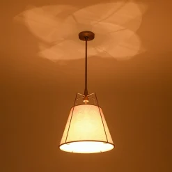 Modern Linen Conical Drum Cage Pendant Light