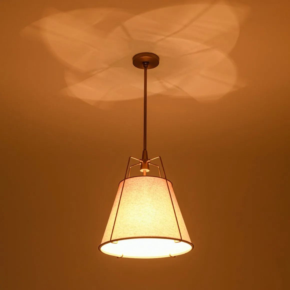 Modern Linen Conical Drum Cage Pendant Light