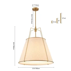 Modern Linen Conical Drum Cage Pendant Light