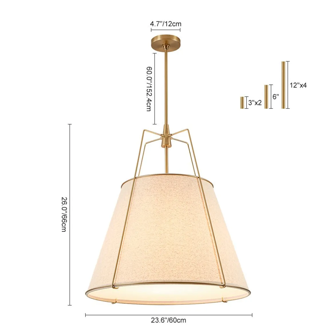 Modern Linen Conical Drum Cage Pendant Light