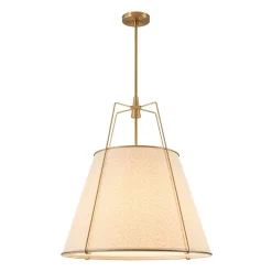 Modern Linen Conical Drum Cage Pendant Light