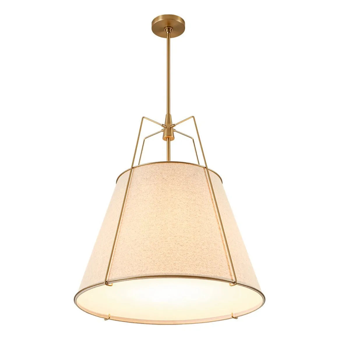 Modern Linen Conical Drum Cage Pendant Light