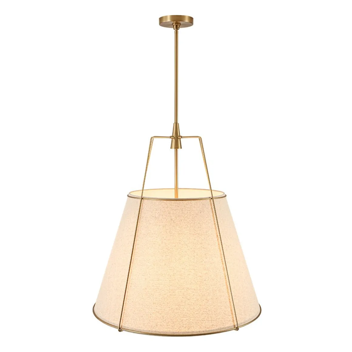 Modern Linen Conical Drum Cage Pendant Light