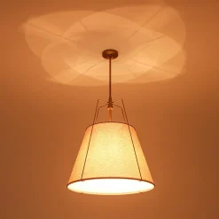 Modern Linen Conical Drum Cage Pendant Light