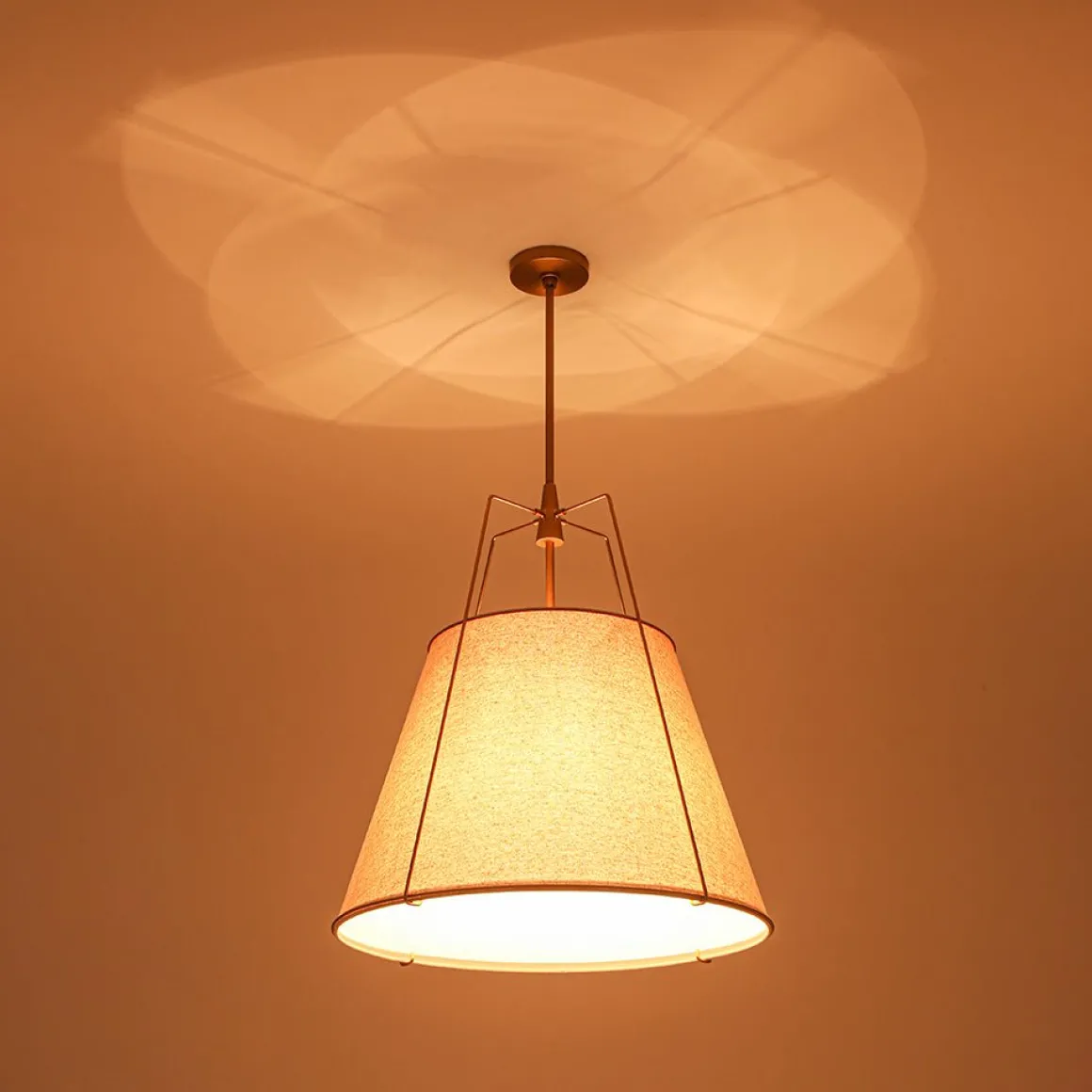 Modern Linen Conical Drum Cage Pendant Light