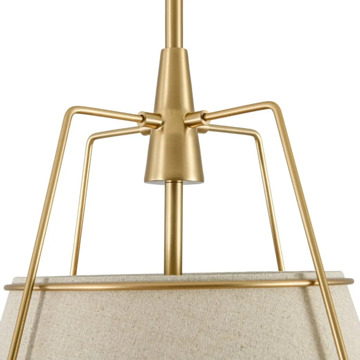 Modern Linen Conical Drum Cage Pendant Light
