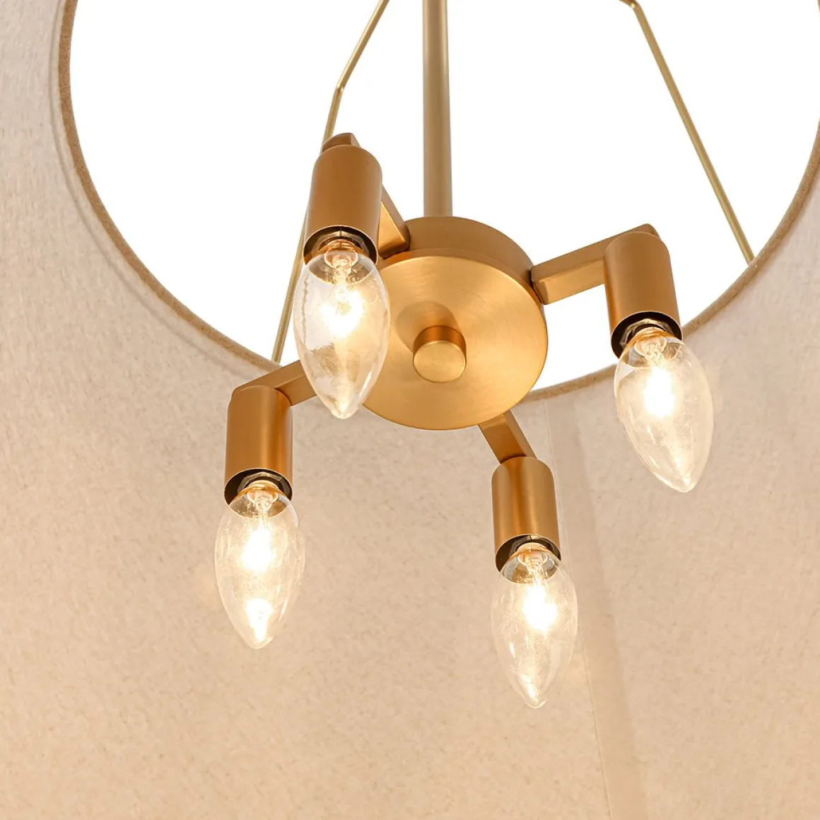 Modern Linen Conical Drum Cage Pendant Light
