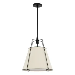 Modern Linen Conical Drum Cage Pendant Light