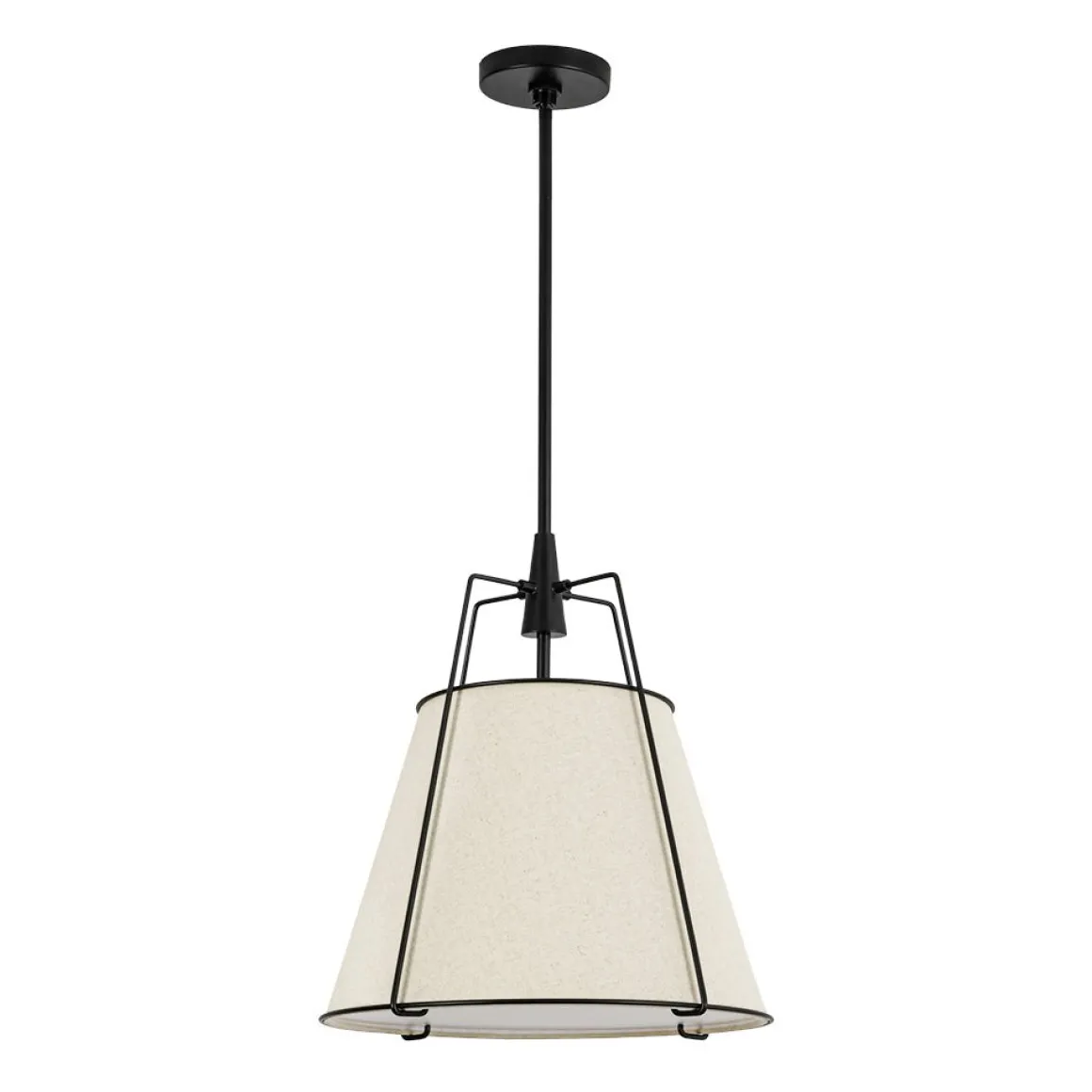 Modern Linen Conical Drum Cage Pendant Light