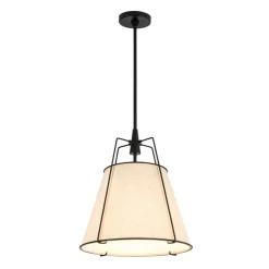 Modern Linen Conical Drum Cage Pendant Light