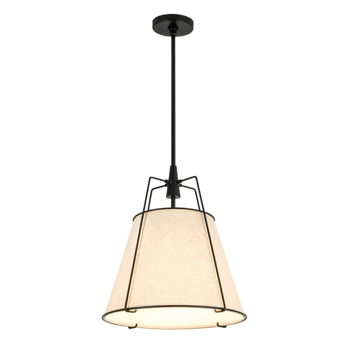 Modern Linen Conical Drum Cage Pendant Light