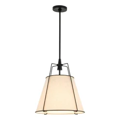 Modern Linen Conical Drum Cage Pendant Light