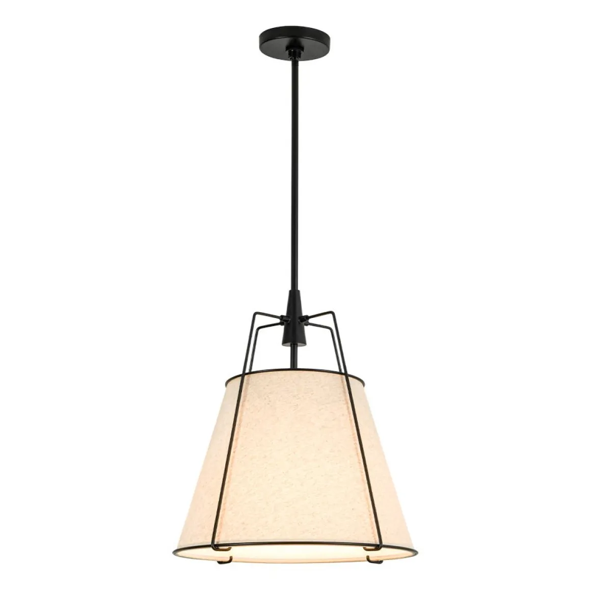 Modern Linen Conical Drum Cage Pendant Light